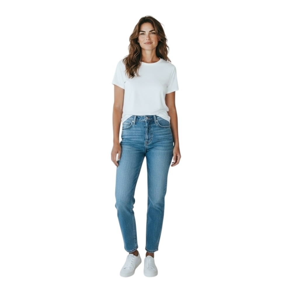 Lucky Brand Size 14/32 Blue Denim Straight Ankle Jeans Raw Hem NWT - Picture 2 of 15